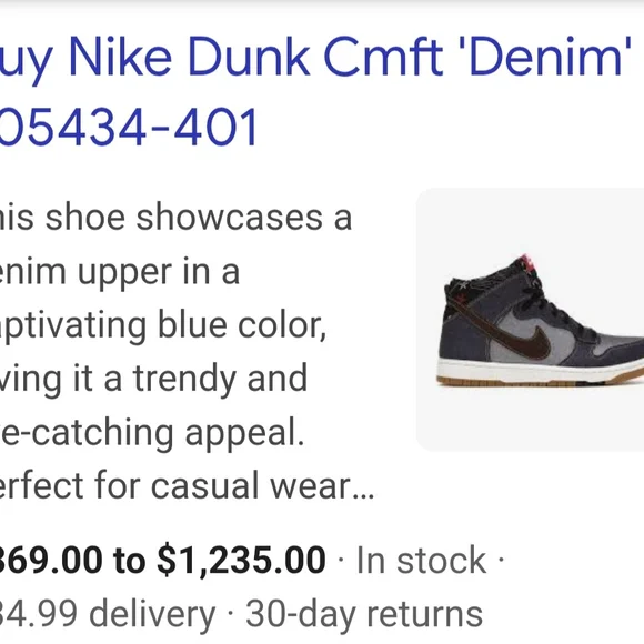 Men's Nike Dunk High CMFT Denim Multicolor Size 8 (EXCELLENT CONDITION) - Picture 5 of 14